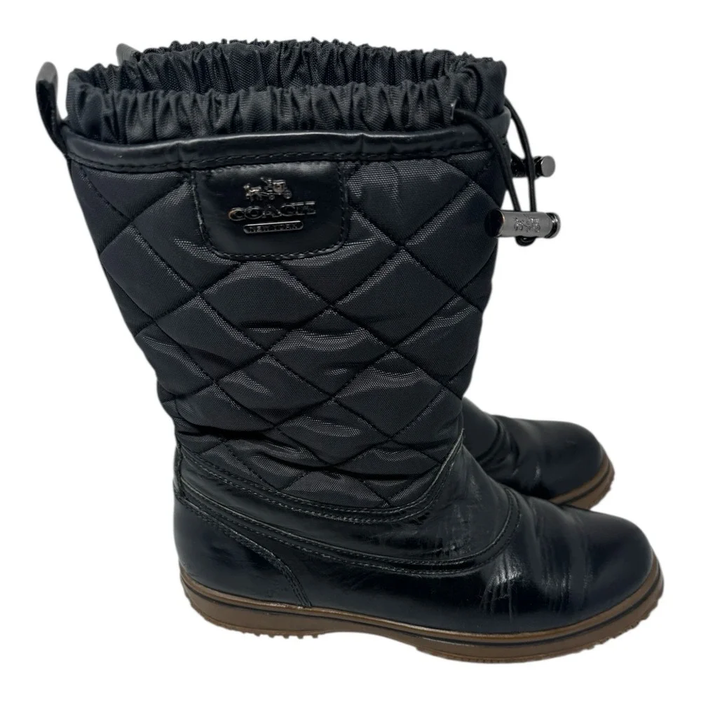 🤑Coach Samara 🖤Gorpcore Utility Black Quilted Nylon & Leather Mid Snow Boots 6